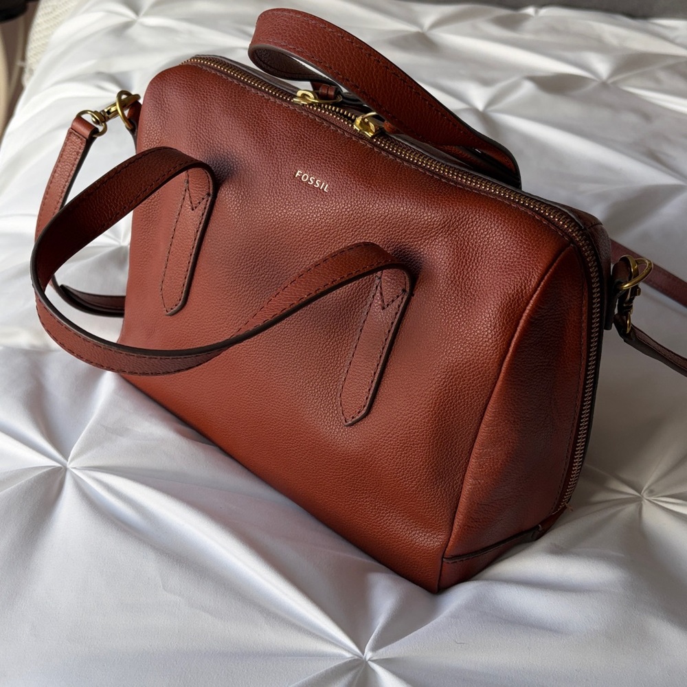 Fossil Tan Leather Satchel - Picture 4 of 5